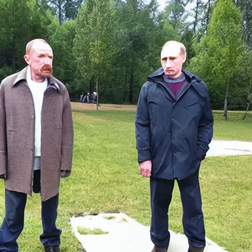 Image similar to walter white and putin in the park