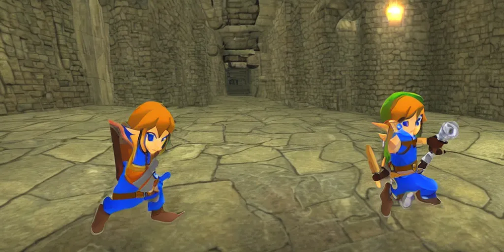 Image similar to Link entering a dungeon in legend of zelda, go pro footage