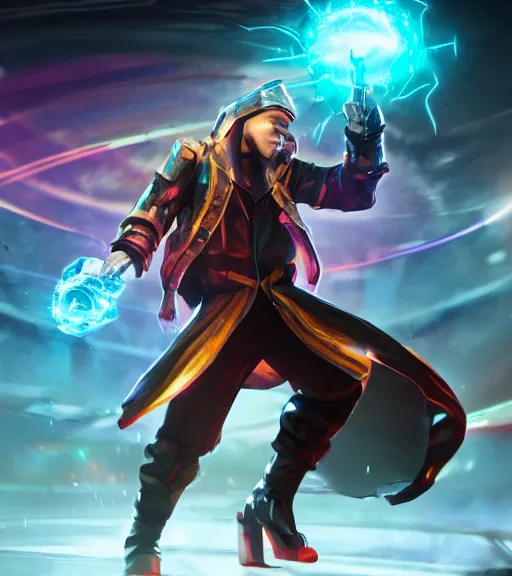 Image similar to a man in a holographic cloak firing a mechanical gatling gun, character splash art, fighting pose, action pose, digital painting, WLOP, trending on artstation, 8k, epic composition, highly detailed, sharp focus