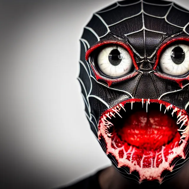 Image similar to man with scary spider face, highly detailed, 8 k, hdr, smooth, sharp focus, high resolution, award - winning photo