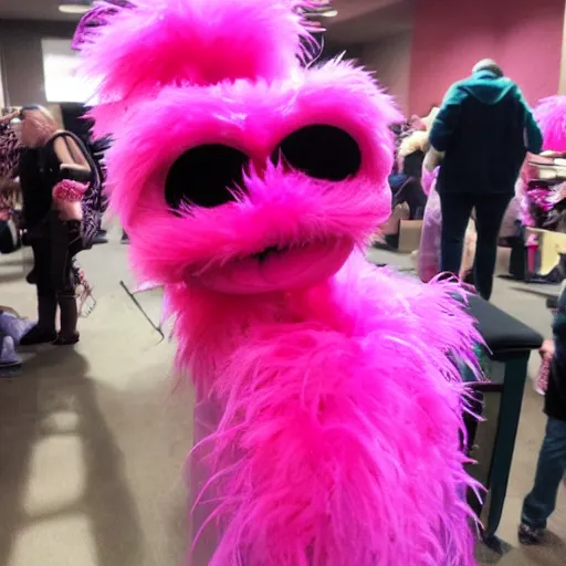 Image similar to hot pink feather boa muppet at furry convention