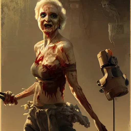 Prompt: zombie betty white geog darrow greg rutkowski