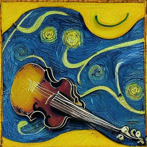 Image similar to a yellow violin as a van gogh painting