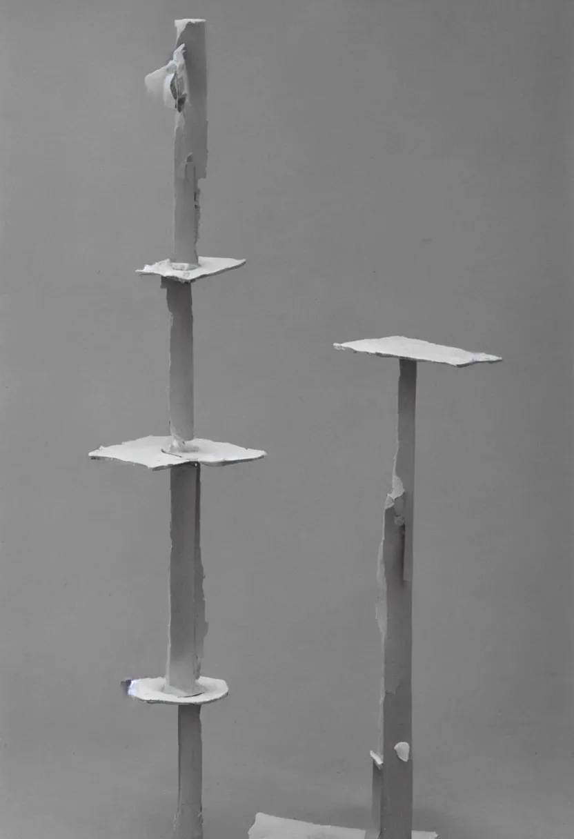 Prompt: In Advance of the Broken Arm by Marcel Duchamp, simple readymade object on a pedestal, minimal void