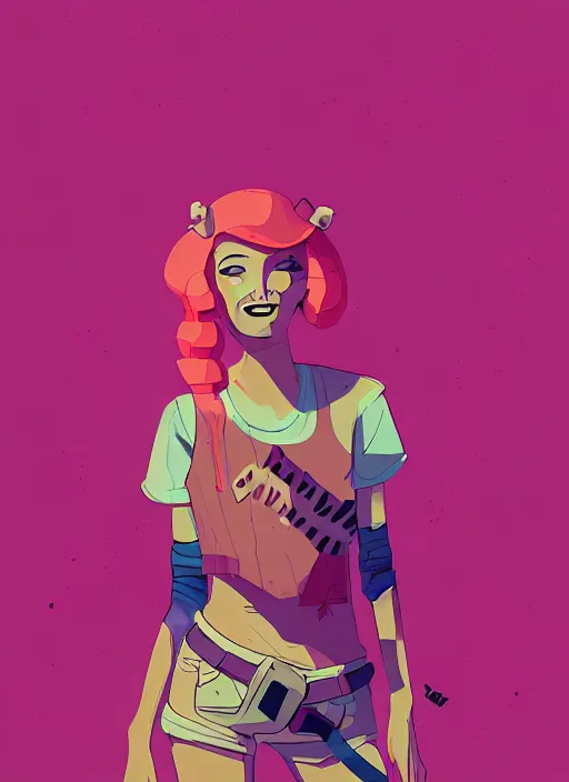 Prompt: a portrait of a pretty sewer punk young lady by james gilleard