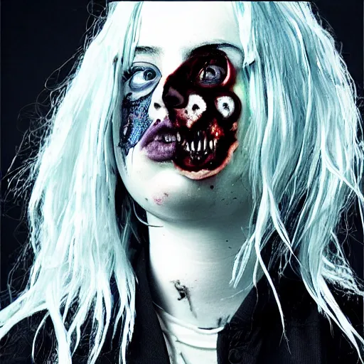 Image similar to billie eilish as a zombie