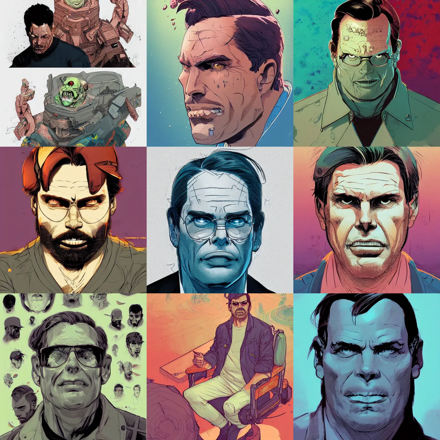 Prompt: a study of cell shaded portrait of Bolsonaro concept art, llustration, post grunge, concept art by josan gonzales and wlop, by james jean, Victo ngai, David Rubín, Mike Mignola, Laurie Greasley, highly detailed, sharp focus, alien, Trending on Artstation, HQ, deviantart, art by artgem