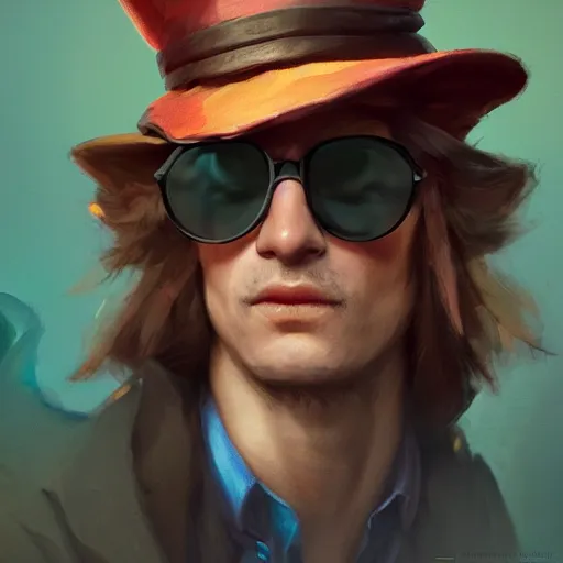 Prompt: the rad hatter, wearing shades, by Viktor Antonov,, greg rutkowski, fantasy, D&D, trending on artstation, smooth, sharp focus