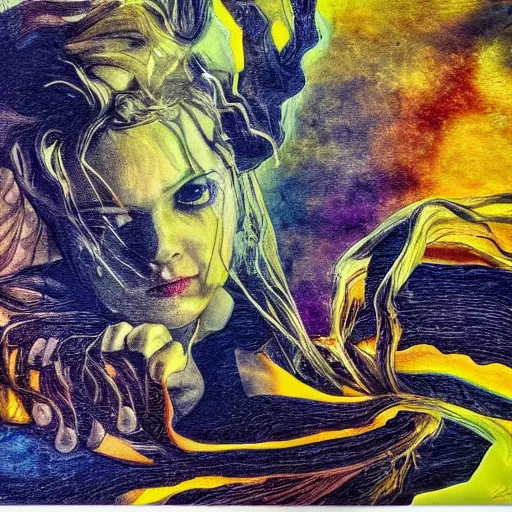 Image similar to the energy of dreams, 8 k resolution, beautiful, dark ambient, neoplasticism art, marvel comics dslr hdr, art by sandra pelser, artemisia gentileschi, water color