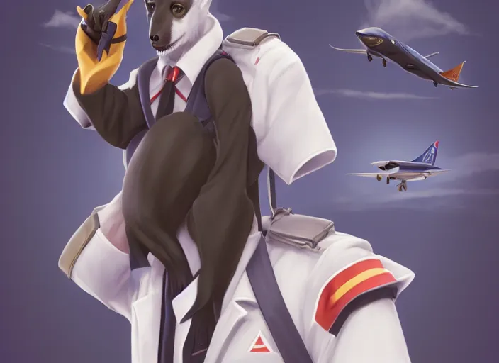 Image similar to character portrait feature of the anthro male anthropomorphic simple fruit bat fursona wearing airline pilot outfit uniform professional pilot for delta airlines character design stylized by charlie bowater, ross tran, artgerm, and makoto shinkai, detailed, soft lighting, rendered in octane