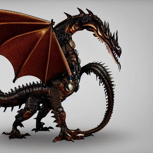 Image similar to a steampunk dragon highly realistic, 4 k