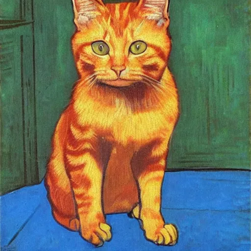 Prompt: high definition portrait of a ginger cat by Vincent van Gogh