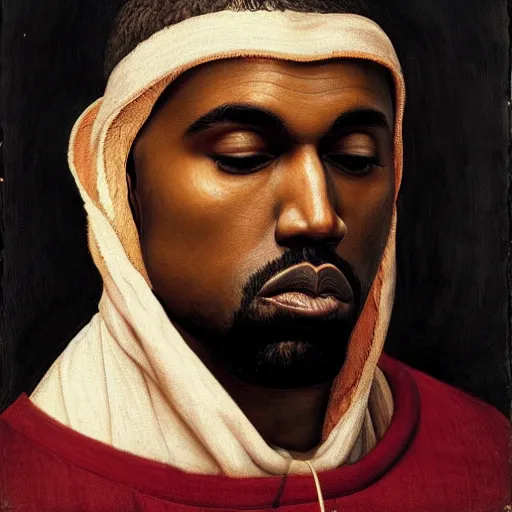 Image similar to A Renaissance portrait painting of Kanye West