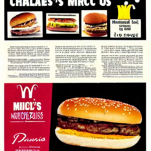 Image similar to advertisment for mcdonald's new charles mingus burger