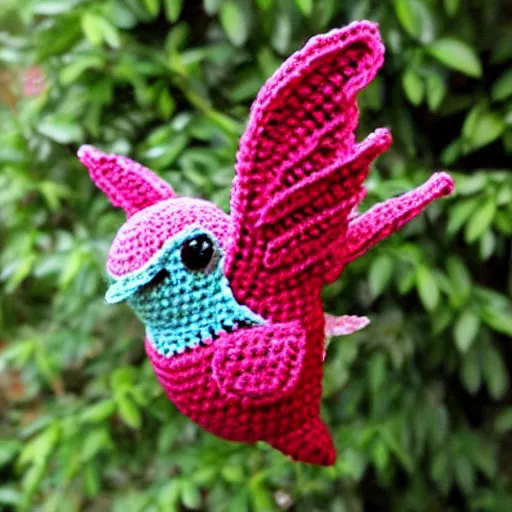 Image similar to a cute crochet hummingbird