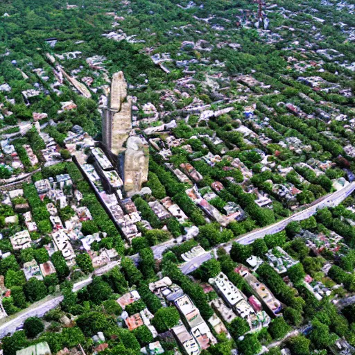 Image similar to a large city long abandoned by humans and overtaken by vegetation