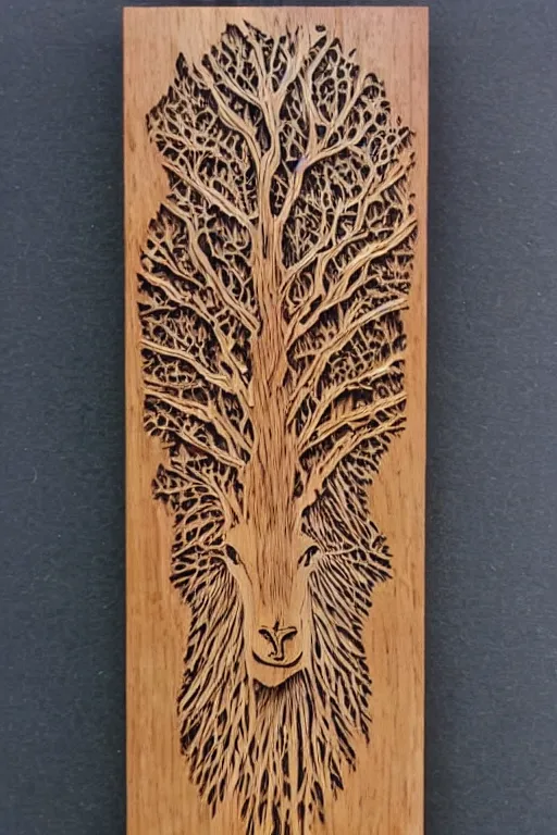 Image similar to fractal wood burning lichtenberg figure llama portrait