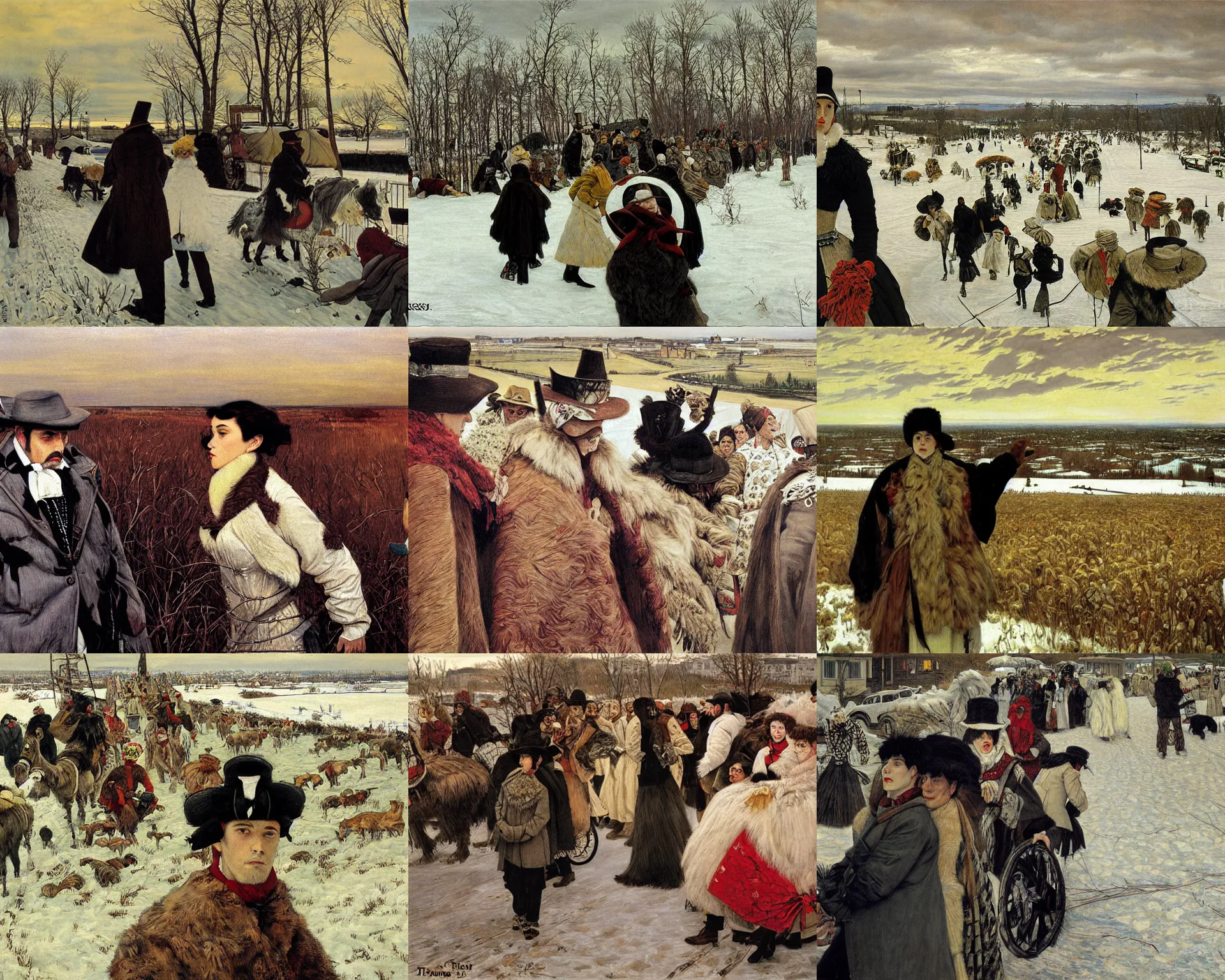 Prompt: fargo, painted by james tissot