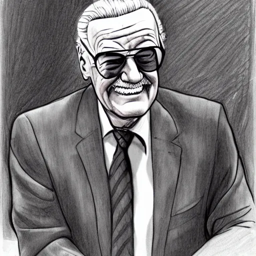 Prompt: stan lee sitting drawn by close, chuck