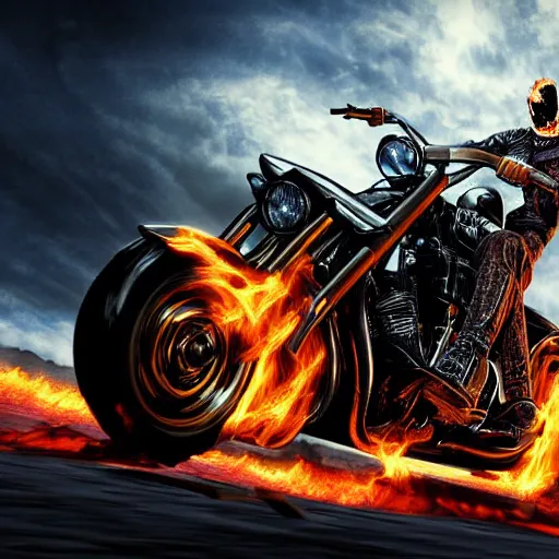 Image similar to Ghost rider digital art 4k detailed super realistic