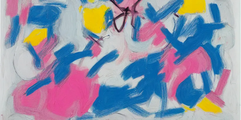 Image similar to abstract painting de kooning thin scribble on white canvas, blue and pink shift, martha jungwirth sketch, drawn by yves tanguy, oil on canvas, thick impasto