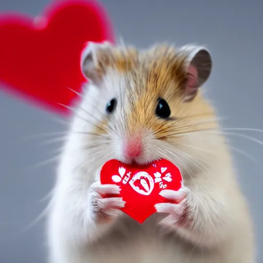 Image similar to detailed photo of a hamster holding a valentine's letter, various poses, full body, unedited, daylight, dof, sharp focus, 8 k