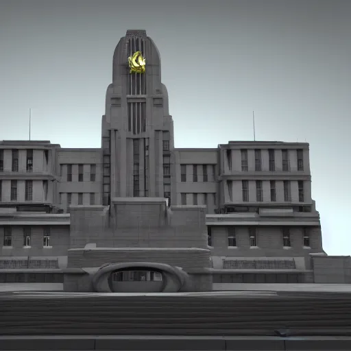 Image similar to art deco city hall,3d render,unreal engine