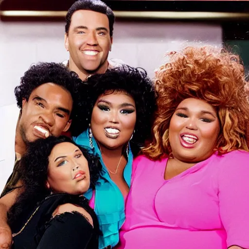 Image similar to lizzo in an 8 0 s sitcom