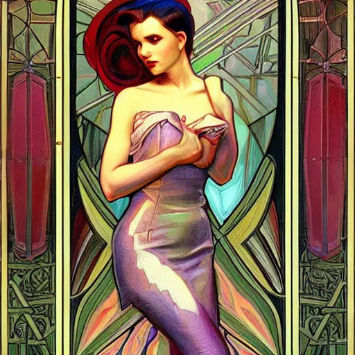 Prompt: a streamline moderne painting in the style of donato giancola, and in the style of ross tran, and in the style of alphonse mucha. symmetry, smooth, sharp focus, semi - realism, intricate detail.