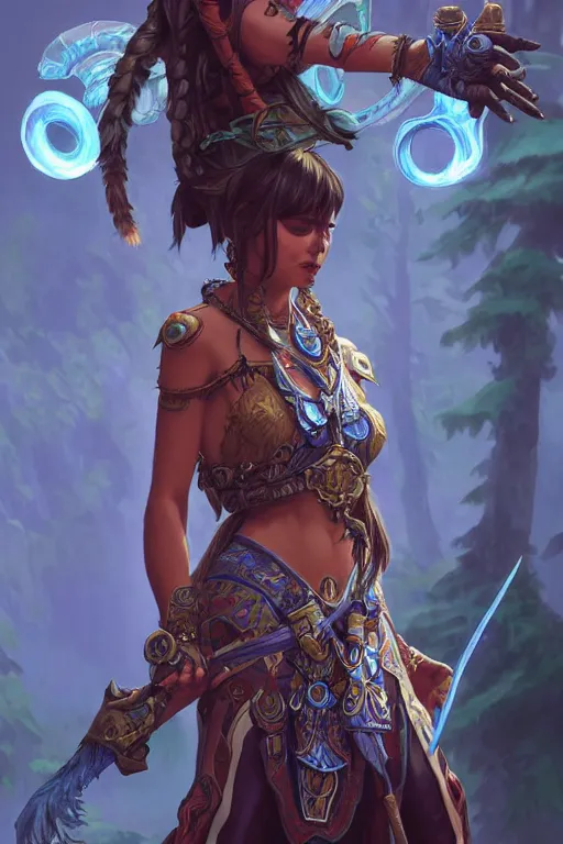 Image similar to world of warcraft orch shaman, digital painting, highly detailed, artstation, concept art, illustration, smooth, sharp focus, art by artgerm and greg rutkowski and alphonse mucha and loish and WLOP