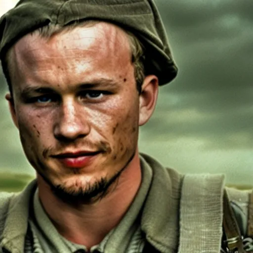 Prompt: Heath Ledger starring in saving private Ryan