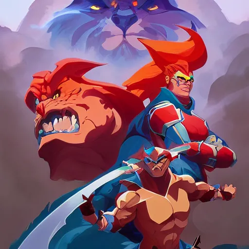 Image similar to hero world thundercats, behance hd by jesper ejsing, by rhads, makoto shinkai and lois van baarle, ilya kuvshinov, rossdraws global illumination