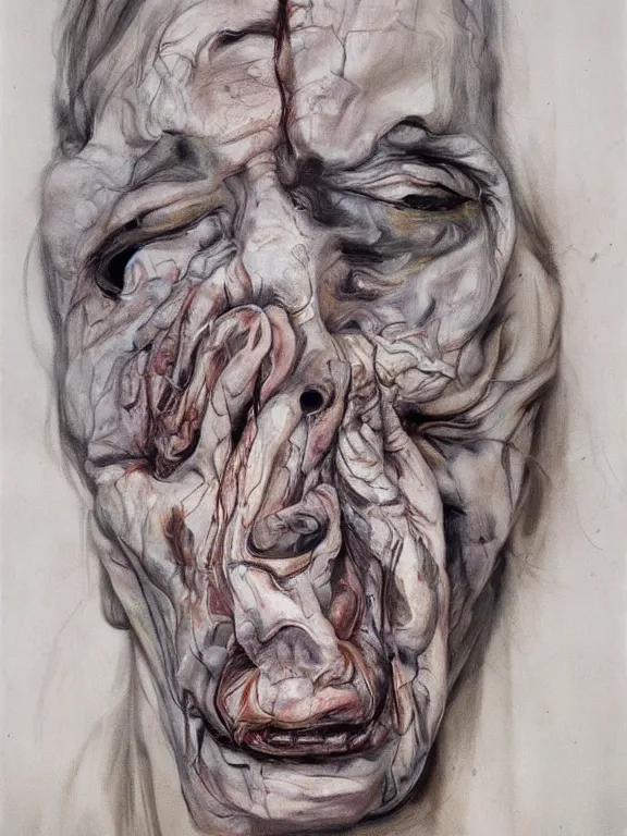 Prompt: twisted ghostly face, portrait by jenny saville, cryptid, spirit, calm, serenity, relaxed