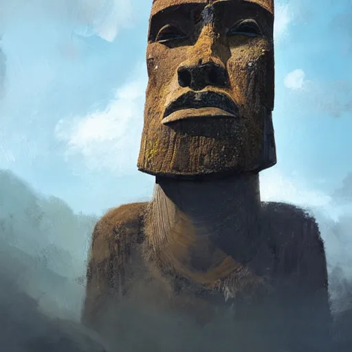 Gigachad as an Easter Island head, trending on, Stable Diffusion