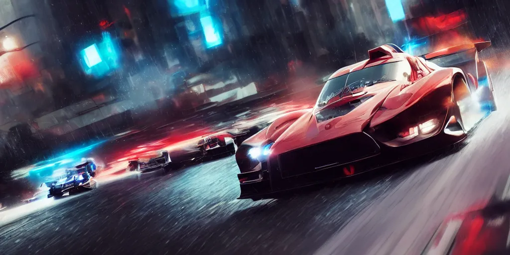 Prompt: A commercial art for a racing movie with lot of motion blur, cinematic, dramatic, artstation