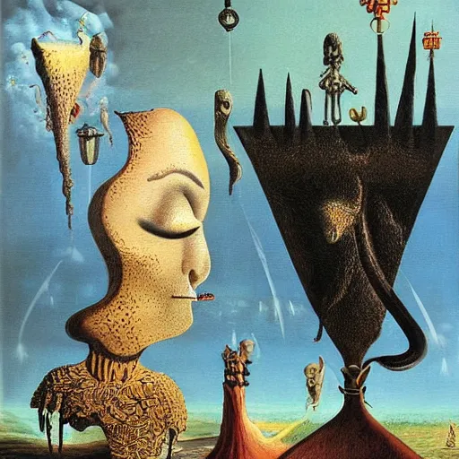 Image similar to the world between death and life, surrealistic extremely detailed painting, by damien gilley and salvador dali