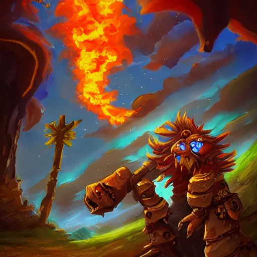 Image similar to giant fiery meteors rain, hearthstone art style, epic fantasy style art, fantasy epic digital art, epic fantasy card game art