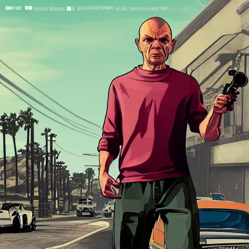 Prompt: GTA 5 poster style with gollum face