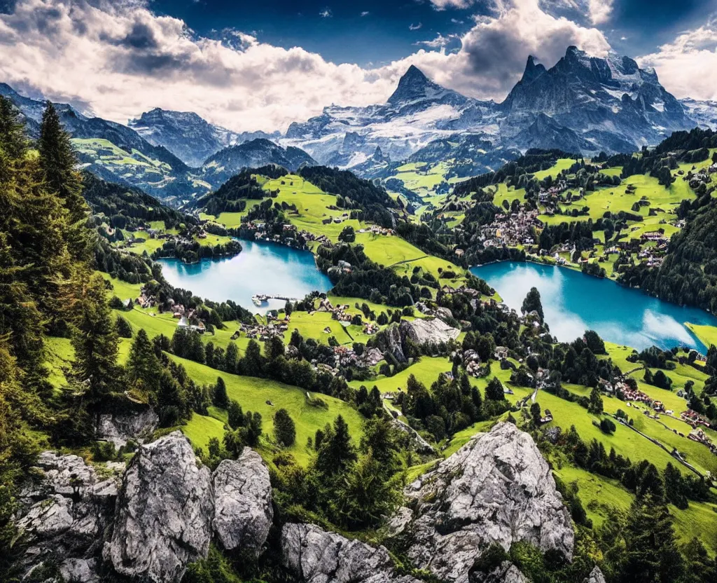 Image similar to Amazing Switzerland Landscape that are out of this world 8k