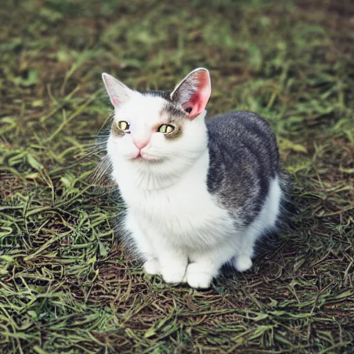 Prompt: cat - rabbit hybrid, cute, photograph 3 5 mm, f 2. 0, amazing lighting