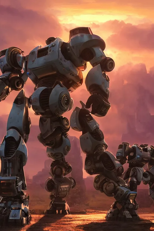 Image similar to mechwarrior 5 : mercenaries mech megaman transformer robot boss tank engine game octane render, 4 k, hd 2 0 2 2 3 d cgi rtx hdr style chrome reflexion glow fanart, global illumination ray tracing hdr fanart arstation by ian pesty by jesper ejsing pixar and disney unreal zbrush central hardmesh