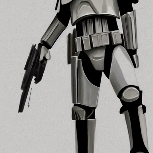 Image similar to an extremely long shot of an imperial stormtrooper walking concept art by Doug Chiang cinematic, realistic painting, high definition, very detailed, extremely high detail, photo realistic, symmetrical, concept art, the Mandalorian concept art style