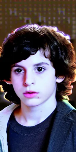 Image similar to finn wolfhard dressed as nico di angelo