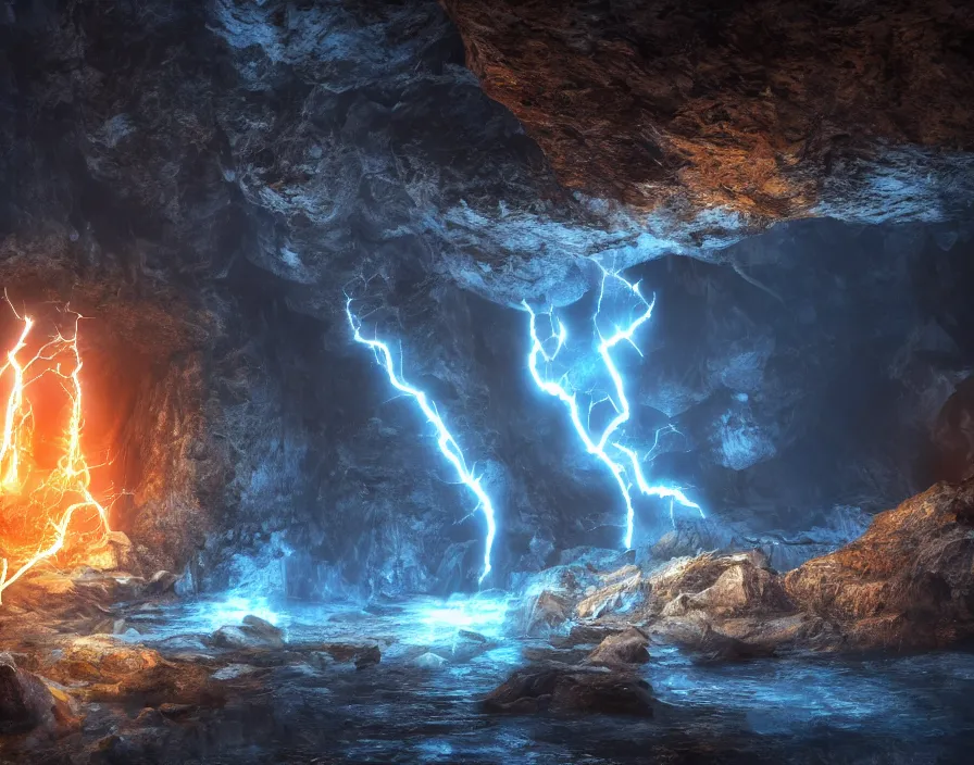 Prompt: old cristian church in deep cave with abstract energy lightning ball, realistic, beautiful texture, beautiful graphics, fantasy artwork, very beautiful scenery, hd, hdr, ue 5, ue 6, unreal engine 5, cinematic 4 k wallpaper, 8 k, ultra detailed