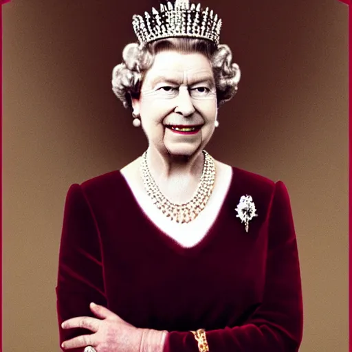 Image similar to queen elizabeth as a banana, she is a big ripe banana.