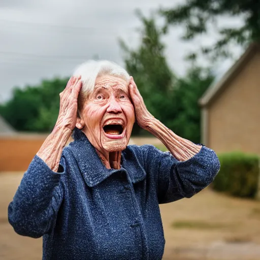 Image similar to elderly woman screaming at jesus, canon eos r 3, f / 1. 4, iso 2 0 0, 1 / 1 6 0 s, 8 k, raw, unedited, symmetrical balance, wide angle