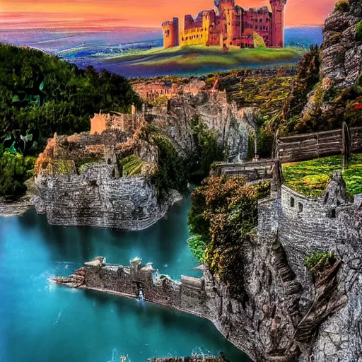 Image similar to an incredible castle landscape, by shaddy safadi