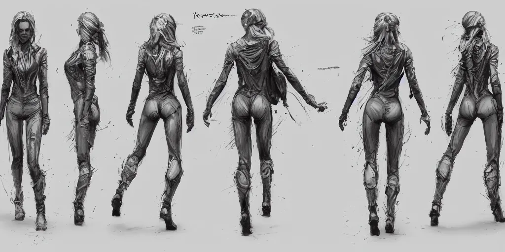 Prompt: halston sage running down a dream, walking cycle, character sheet, fine details, concept design, contrast, kim jung gi, greg rutkowski, trending on artstation, 8 k, full body, turnaround, front view, back view, ultra wide angle