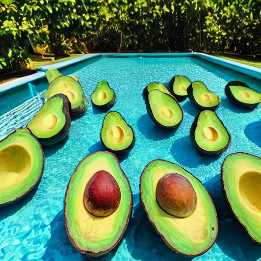 Prompt: a pool full of avocados