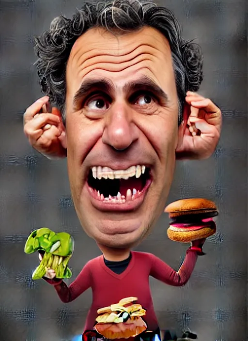 Image similar to hyperrealistic mark ruffalo caricature screaming on a dartboard surrounded by big fat frankfurter sausages with a trippy surrealist mark ruffalo screaming portrait on spitting image by Zdzisław Beksiński and aardman animation, mark ruffalo caricature dartboard with hot dogs, mascot, target reticles, dart board